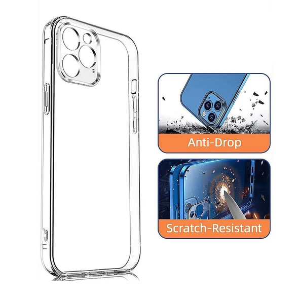 Vendas iPhone 14 Pro Max Uyumlu (14 Pro Max) Fora Serisi Kamera Korumalı Soft Şeffaf Silikon Kılıf + Cam Ekran Koruyucu - 3