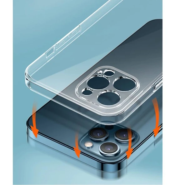 Vendas iPhone 13 Pro Uyumlu (13 Pro) Simple Serisi Kamera Korumalı Soft Şeffaf Silikon Kılıf + Seramik Nano Ekran Koruyucu - 7