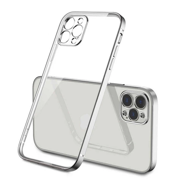 Vendas iPhone 12 Pro Max Veve Serisi Renkli Kenarlı Şeffaf Soft Silikon Kılıf
