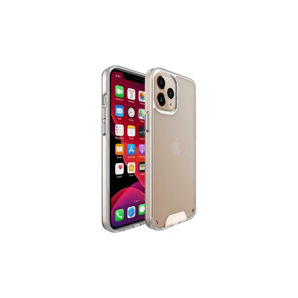 Vendas iPhone 12 Pro Max Security Serisi Sert Pc Şeffaf Silikon Kılıf