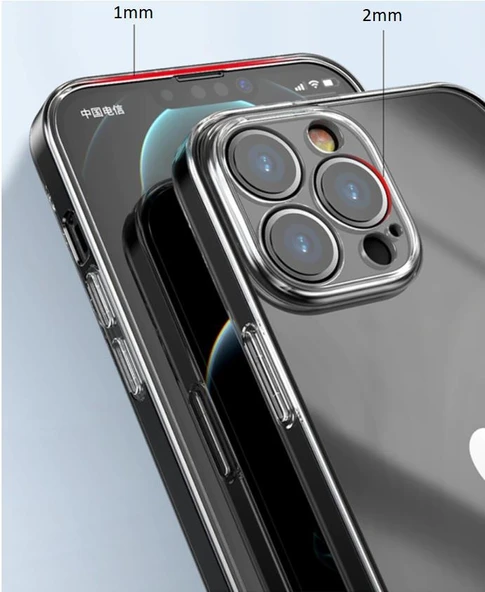 Vendas iPhone 13 Pro Uyumlu (13 Pro) Simple Serisi Kamera Korumalı Soft Şeffaf Silikon Kılıf + Seramik Nano Ekran Koruyucu - 12