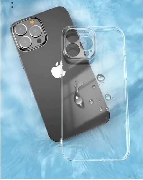 Vendas iPhone 13 Pro Uyumlu (13 Pro) Simple Serisi Kamera Korumalı Soft Şeffaf Silikon Kılıf + Seramik Nano Ekran Koruyucu - 6