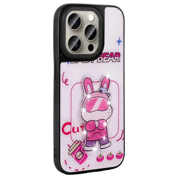 Apple iPhone 15 Pro Kılıf Parlayan Kabartmalı İkonik Figürlü Zore Amas Silikon Kapak - 7