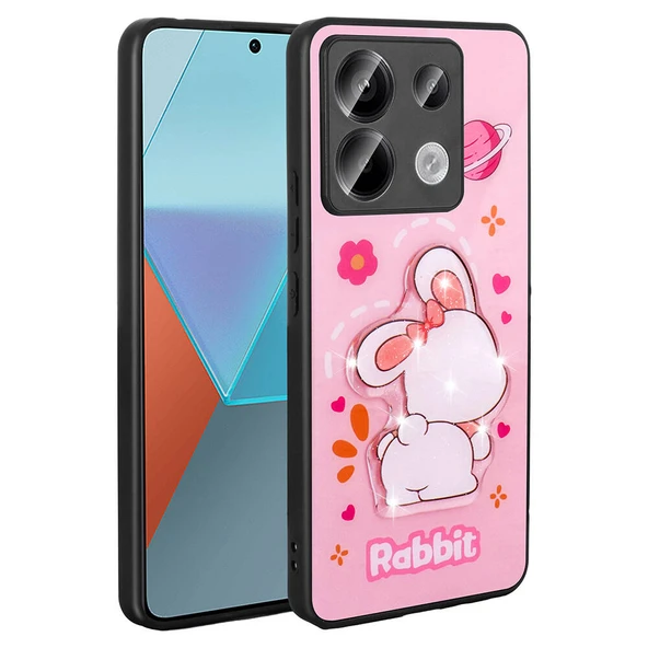 Xiaomi Redmi Note 13 Pro 5G Kılıf Parlayan Kabartmalı İkonik Figürlü Zore Amas Silikon Kapak - 9