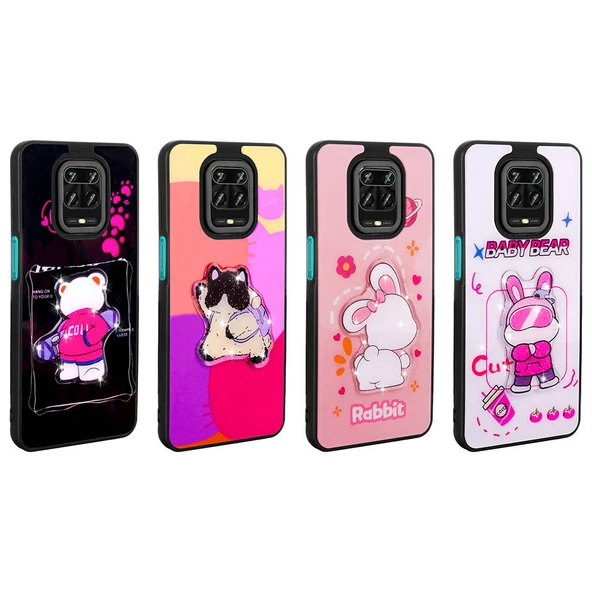 Xiaomi Redmi Note 9 Pro Kılıf Parlayan Kabartmalı İkonik Figürlü Zore Amas Silikon Kapak - 4