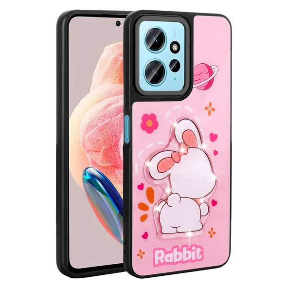 Xiaomi Redmi Note 12 4G Kılıf Parlayan Kabartmalı İkonik Figürlü Zore Amas Silikon Kapak - 9