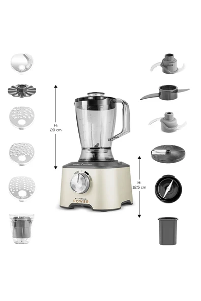 Karaca x Refika Birgül Mastermaid Power 10 in 1 Mutfak Robotu Swiss Cream 2000w - 2