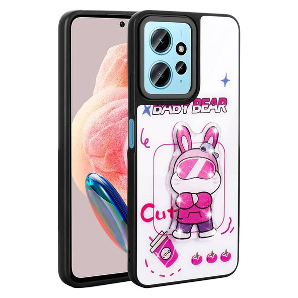 Xiaomi Redmi Note 12 4G Kılıf Parlayan Kabartmalı İkonik Figürlü Zore Amas Silikon Kapak - 8