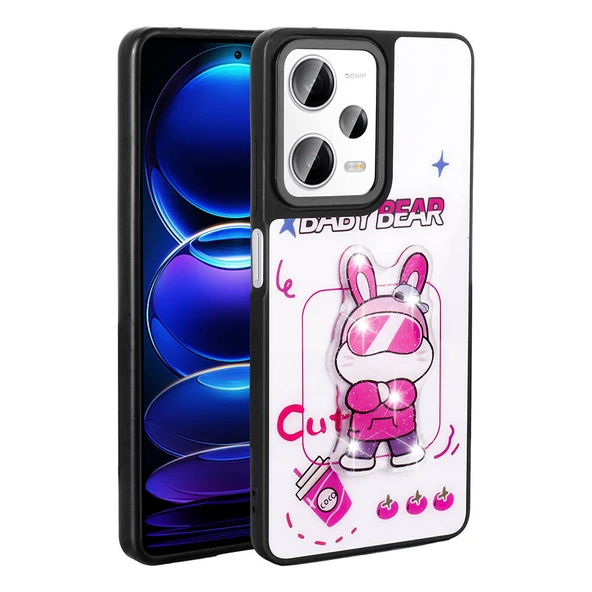 Xiaomi Redmi Note 12 Pro Plus 5G Kılıf Parlayan Kabartmalı İkonik Figürlü Zore Amas Silikon Kapak - 8