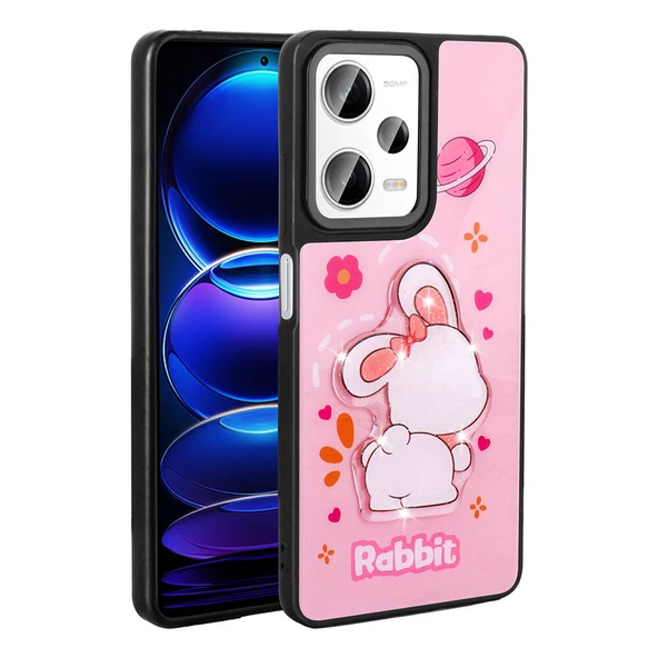 Xiaomi Redmi Note 12 Pro Plus 5G Kılıf Parlayan Kabartmalı İkonik Figürlü Zore Amas Silikon Kapak - 9