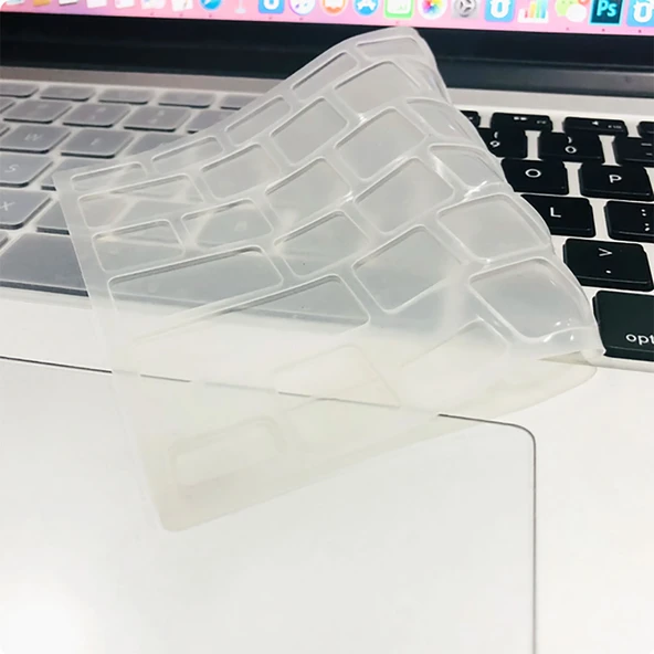 Vendas Apple Macbook 16' Touch Bar A2141 Uyumlu Klavye Koruyucu Transparan Buzlu Silikon Ped - 5