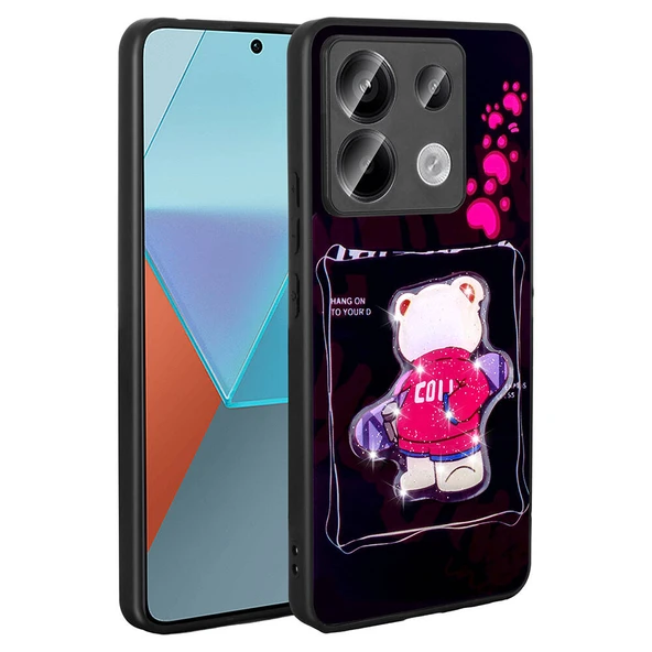 Xiaomi Redmi Note 13 Pro 5G Kılıf Parlayan Kabartmalı İkonik Figürlü Zore Amas Silikon Kapak - 11
