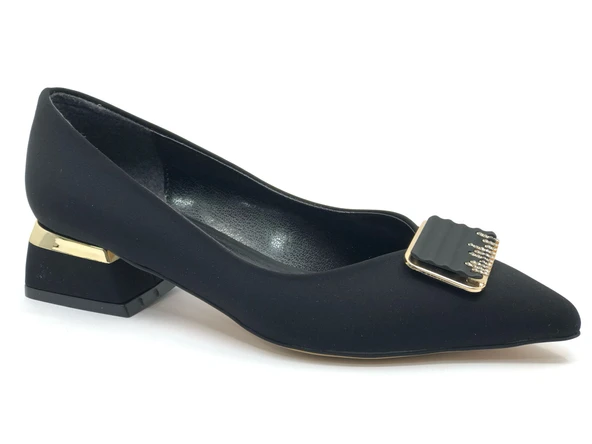 Feles Toka Detaylı Kısa Topuklu Kadın Babet Ayakkabı - Resim 3