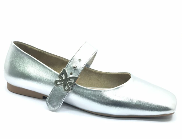 Feles Kemer Detaylı Küt Burun Kadın Babet Ayakkabı - Resim 3