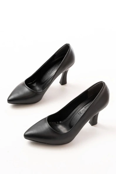 ST-001 Siyah Günlük 9 cm Topuklu Bayan Stiletto Ayakkabı - Resim 3