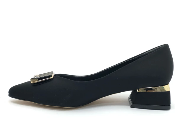 Feles Toka Detaylı Kısa Topuklu Kadın Babet Ayakkabı - Resim 5