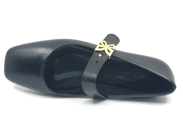 Feles Kemer Detaylı Küt Burun Kadın Babet Ayakkabı - Resim 8