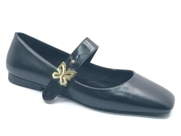 Feles Kemer Detaylı Küt Burun Kadın Babet Ayakkabı - Resim 6