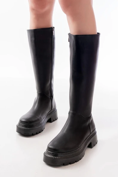 236-340 Siyah Fermuarlı Günlük Kadın Çizme - Resim 4
