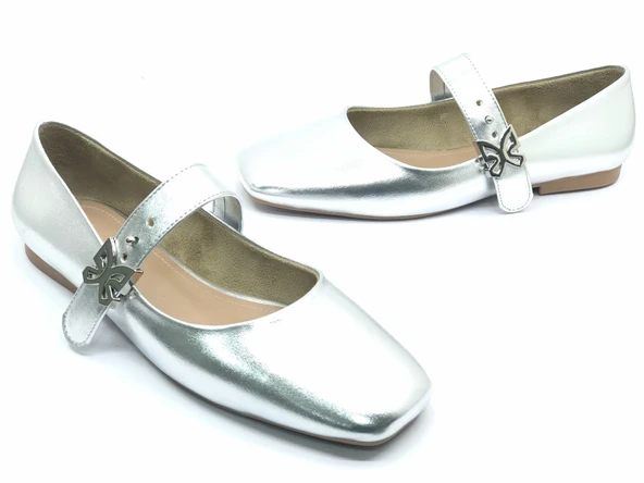 Feles Kemer Detaylı Küt Burun Kadın Babet Ayakkabı - Resim 11