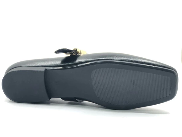 Feles Kemer Detaylı Küt Burun Kadın Babet Ayakkabı - Resim 9