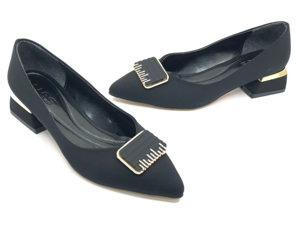 Feles Toka Detaylı Kısa Topuklu Kadın Babet Ayakkabı - Resim 2