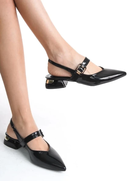 Feles Kemer Detaylı Arkası Açık Kadın Babet Ayakkabı - Resim 2