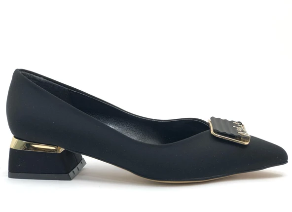 Feles Toka Detaylı Kısa Topuklu Kadın Babet Ayakkabı - Resim 4