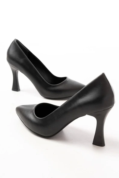 ST-001 Siyah Günlük 9 cm Topuklu Bayan Stiletto Ayakkabı - Resim 5