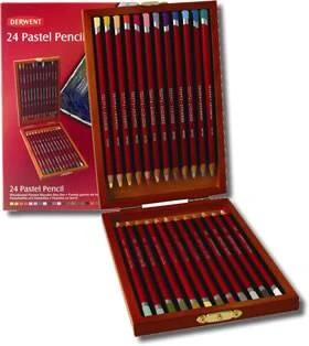 Derwent Pastel Pencil 24'lü Ahşap Kutu Pastel Kalem Seti ürün görseli 1