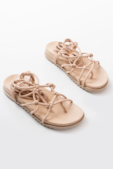 1001-1001 Nut Bilekten Bağcıklı Kadın Sandalet - Resim 3