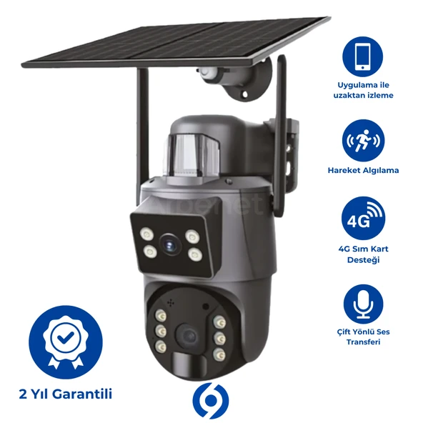İnox 3+3 Mp Çift Kameralı 4g Solar Sim Kartlı Ip Kamera