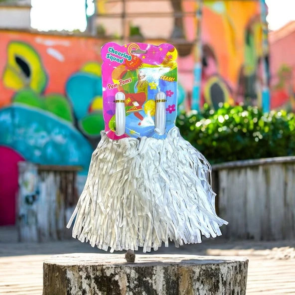 2 ÇİFT 4 ADET MAT BEYAZ PONPON VIP KALİTE 23 NİSAN GÖSTERİ PONPONU MAT BEYAZ AMİGO KIZLARI PONPONU ürün görseli