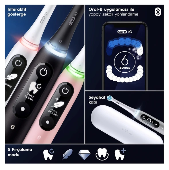 Oral-B iO 6 Smile Siyah Şarjlı Diş Fırçası - Resim 6