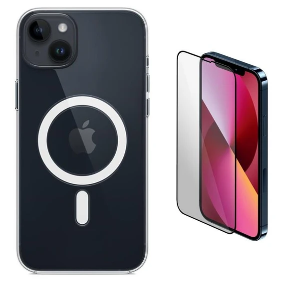 Vendas iPhone 14 Plus Uyumlu (14 Plus) Magsafe Şarj Destekli Darbe Dirençli Fit Hard Silikon Kılıf + Cam Ekran Koruyucu ürün görseli