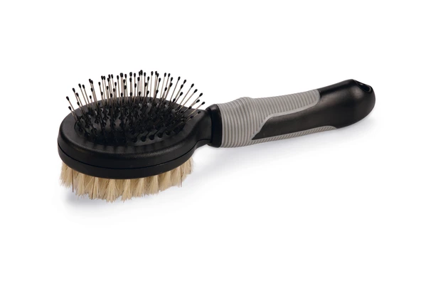 Beeztees Kısa ve Uzun Tüylü Kedi Çift Fırçası ve Tarağı, Çift Taraflı, Siyah Gri, 21cm - Resim 2