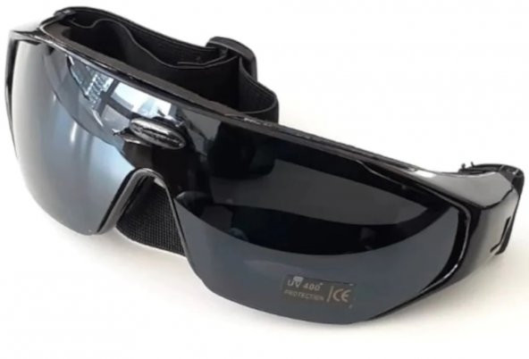 007 Motosiklet Bisiklet Gözlüğü Siyah Bant Çerçeveli Rahat Model UV Boyun Askılı Polis Tipi Gözlük