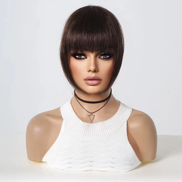 Yoğun Gerçek Saç Perçem - Koyu Kestane ürün görseli