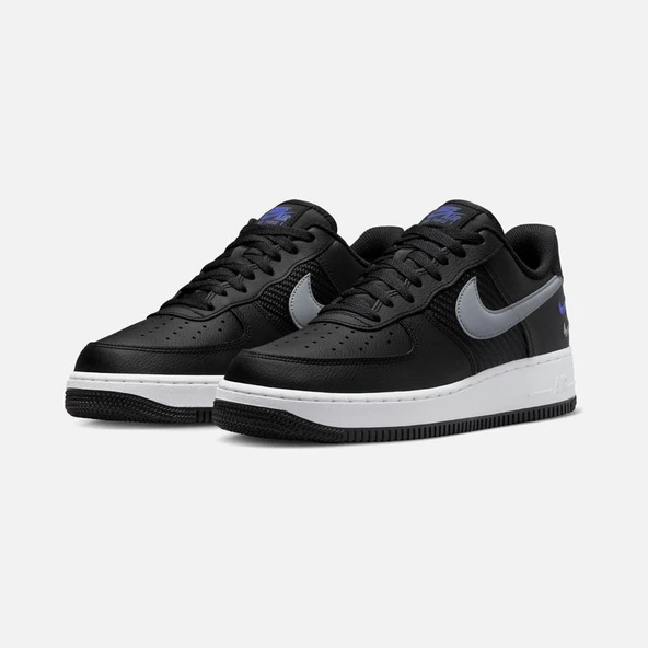 Nike Air Force 1 07 Triple Swoosh Black Grey Racer Blue - Resim 4