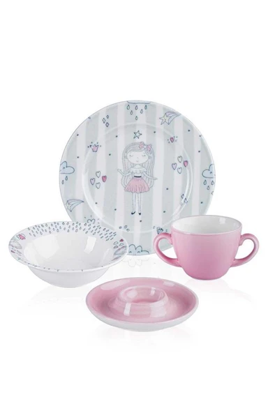 Neva 4 Parça Bebek Mama Seti - Pembe - 3
