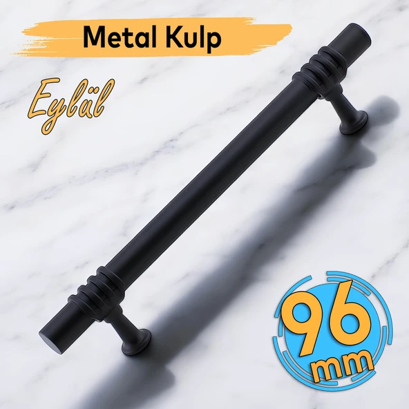 Eylül (96 mm - 9.6 cm) Siyah Metal Mobilya Mutfak Çekmece Dolap Dolabı Kapak Kulbu Kulpu Kulpları