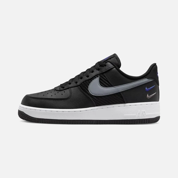 Nike Air Force 1 07 Triple Swoosh Black Grey Racer Blue - Resim 2
