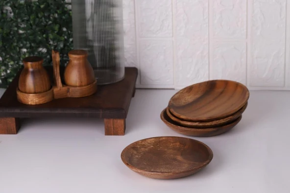 Akasya Tabak - Yuvarlak Servis Pasta Tabağı 15 cm - 4