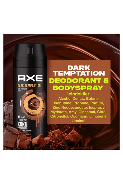 Axe Erkek Deodorant & Bodyspray Dark Temptation 48 Saat Etkileyici Koku Vücut Spreyi 150 ml X3 Adet - 8