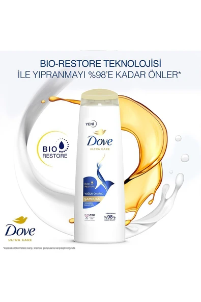 Dove Ultra Care Saç Bakım Şampuanı Yoğun Onarıcı Yıpranmış Saçlar 400 ml X3 - 3