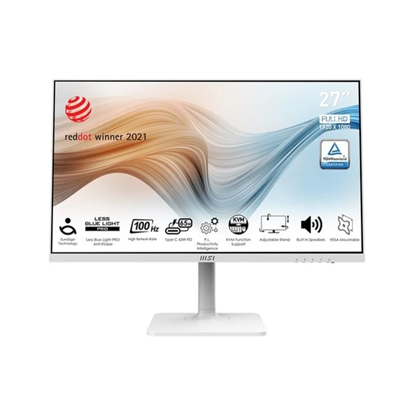 MSI 27" IPS MODERN MD272XPW 1MS 75HZ HDMI-DP USB-C EV OFİS MONİTÖRÜ 1920X1080 BEYAZ