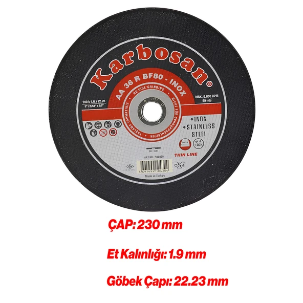 Metal Kesici Taş Disk Taşlama Spiral Demir Kesme Diski 230x1.9x22.23 mm - 2