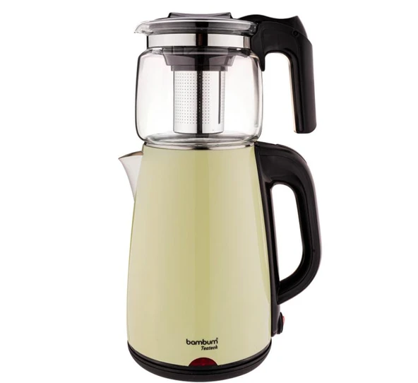 Bambum Teatech - Cam Demlikli Çay Makinası Mint Yeşili