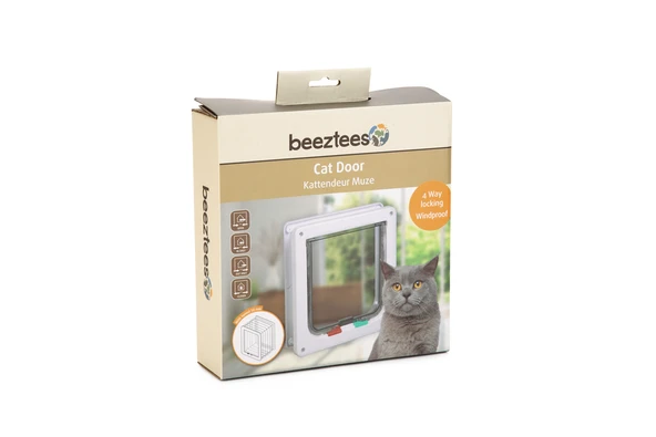 Beeztees Kedi Kapısı, Çift Yönlü, 4 fonksiyonlu, Beyaz, 19,2x20cm - Resim 2