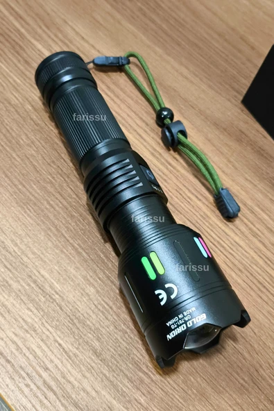 Gold Orion OR-701-TG Alüminyum Alaşımlı El Feneri – 100W Güç, 3000 Lümen, 1000 Metre Menzil! - 4